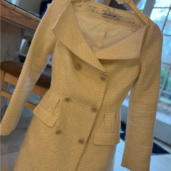 Self-Portrait Boucle Mini Dress With Tags! Cream Metallic. Free Matching Hat! - Picture 6 of 11